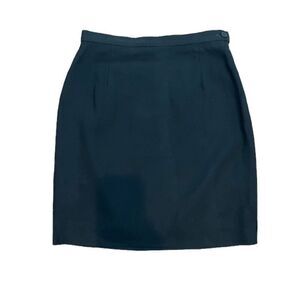 Giorgio Armani Vintage Wool Mini Skirt Black Zipper Back Executive Size Small